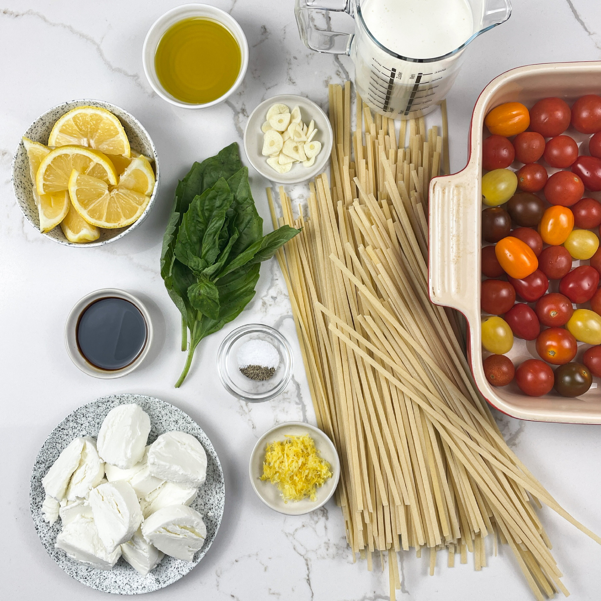 Goat Cheese Pasta With Balsamic Roasted Tomatoes ~ Rhubarb & Lavender