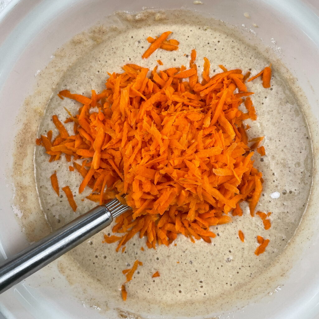 carrot cake pancakes with orange cream cheese frosting