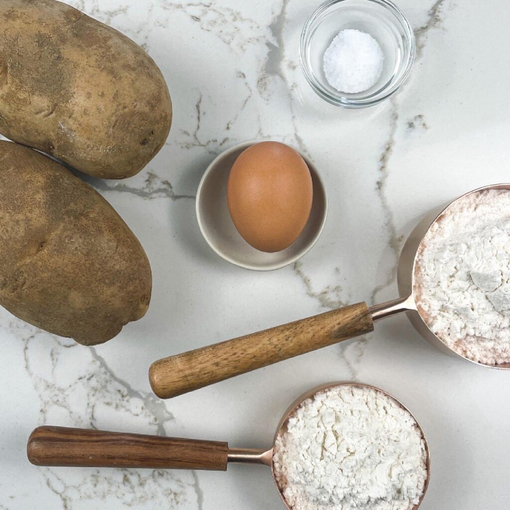 Ingredients for homemade potato gnocchi