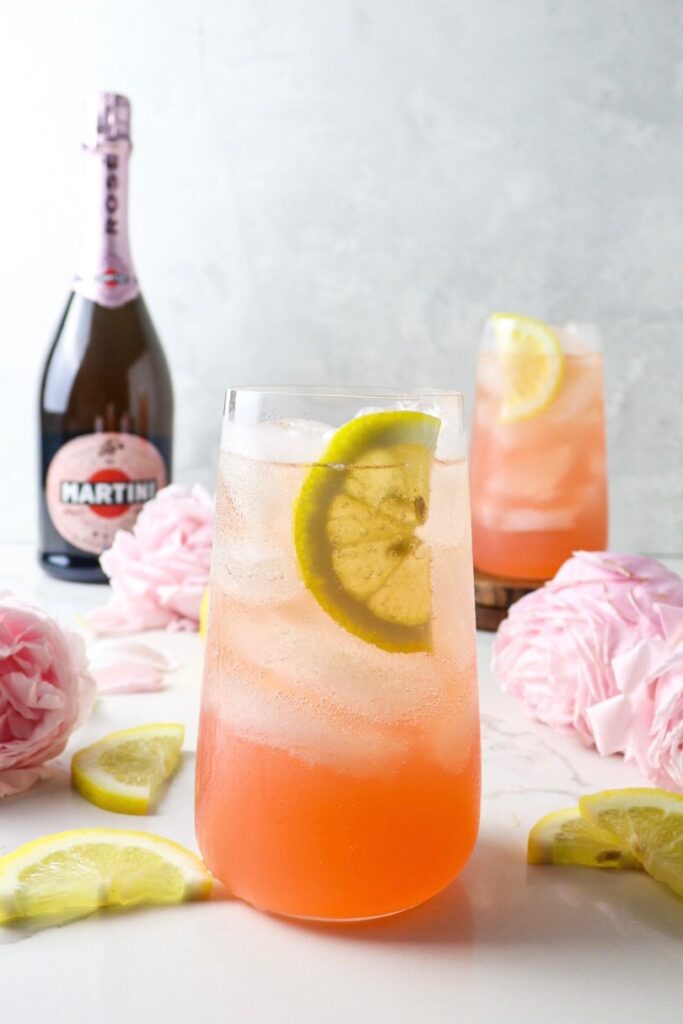 Two glasses of sparkling rosé lemonade