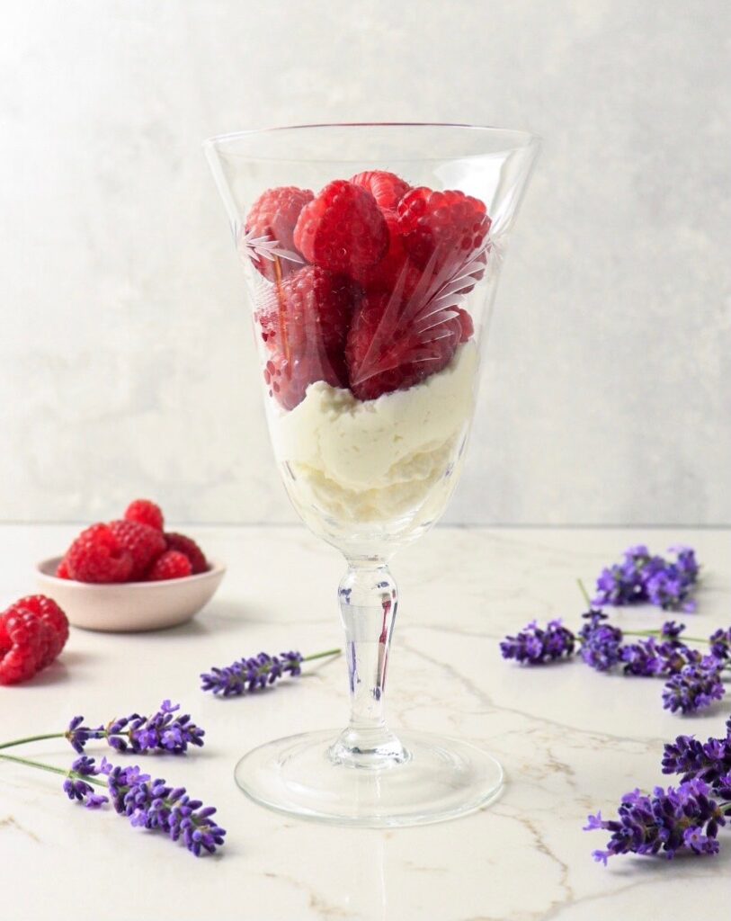 Whipped cream and raspberries