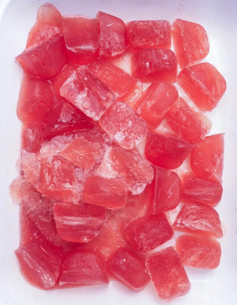 Tray of frozen rosé 