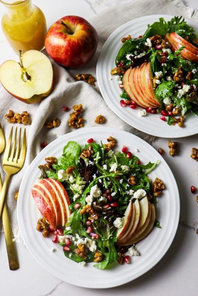 Two plates of apple harvest salad