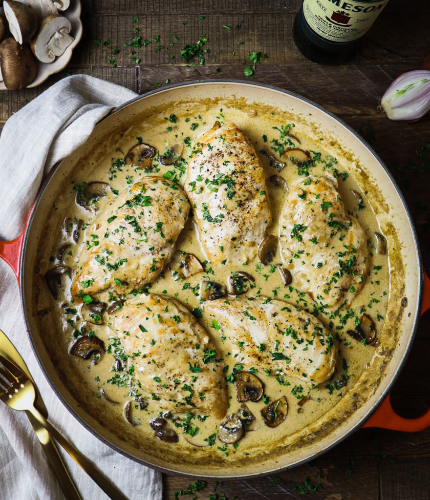 chicken with whiskey mushroom cream sauce