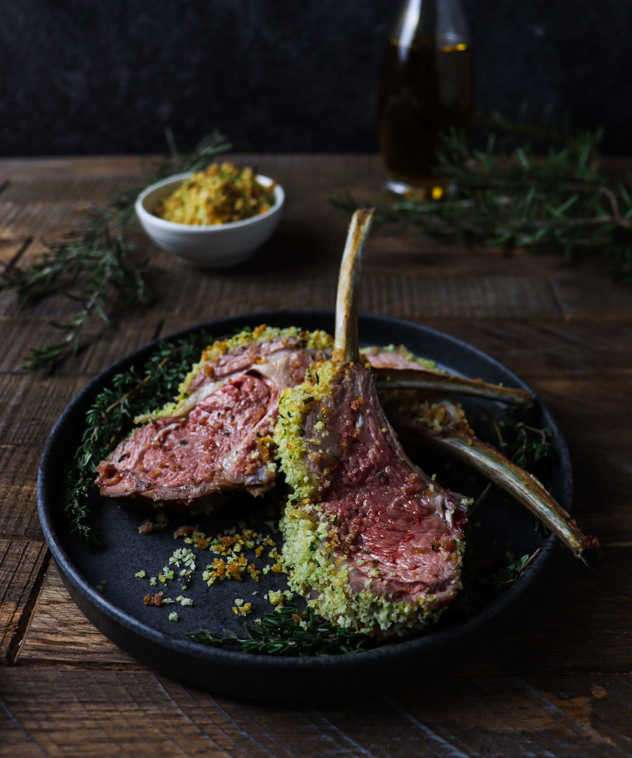 Herb Crusted Rack Of Lamb ~ Rhubarb & Lavender