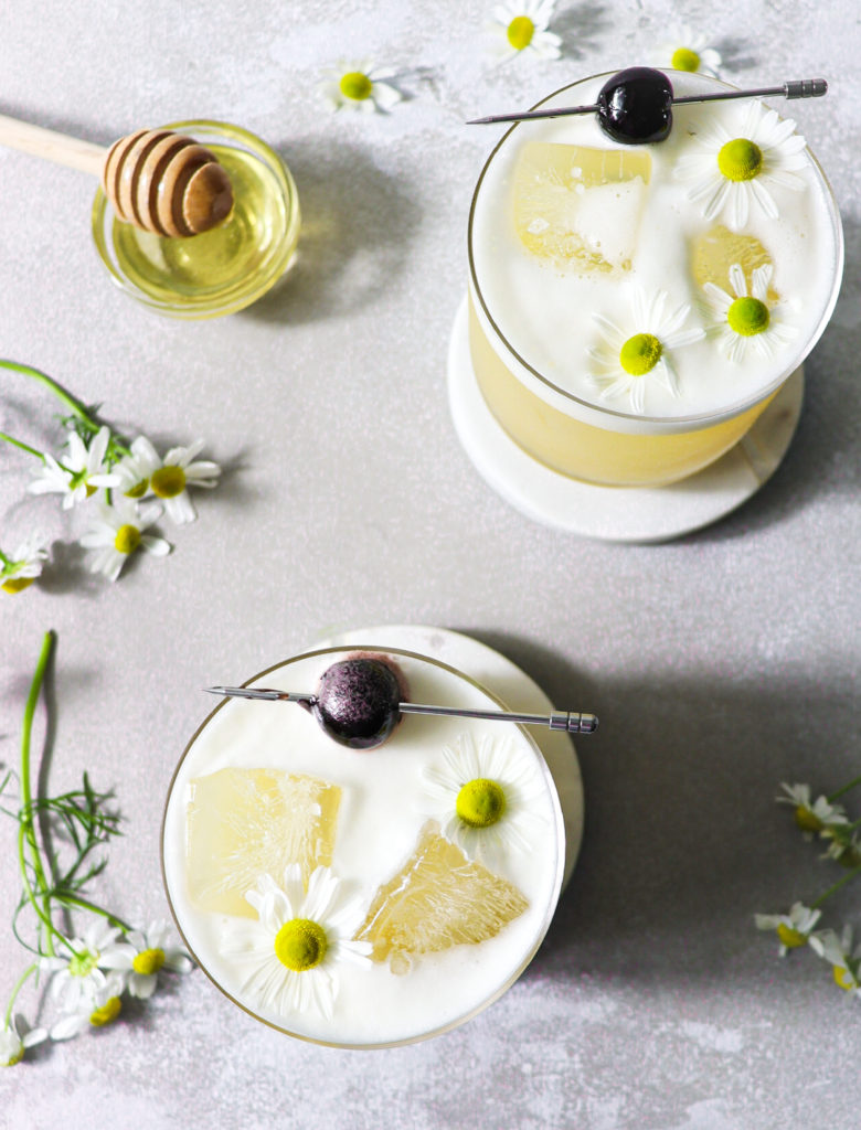 chamomile bourbon sour