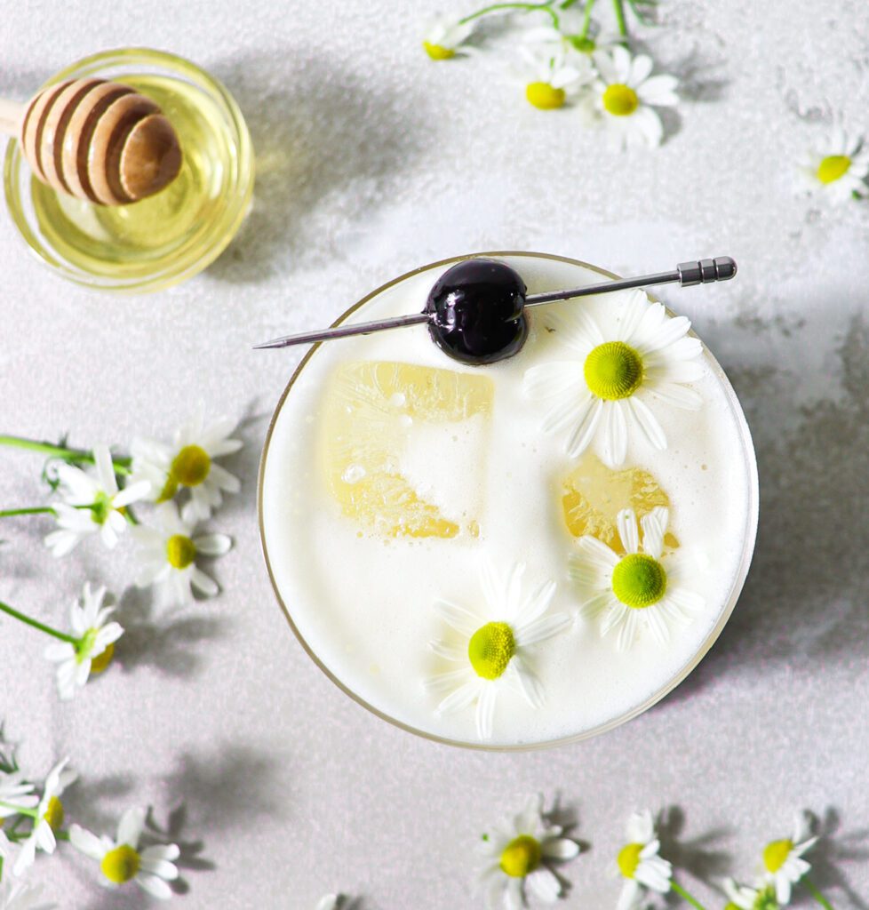 chamomile bourbon sour