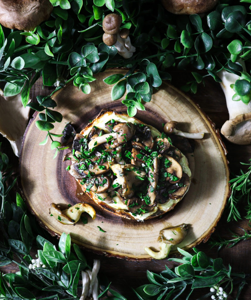 wild mushrooms on cheese toast second breakfast
