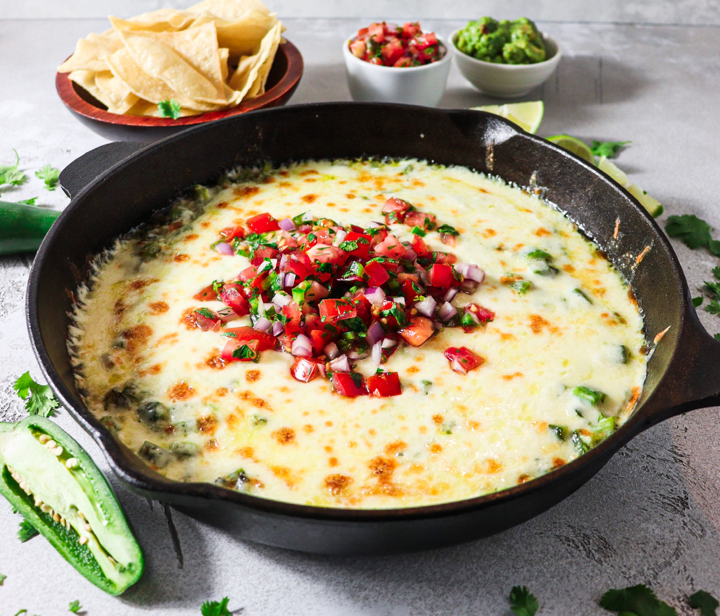 Roasted Poblano Queso Fundido ~ Rhubarb & Lavender