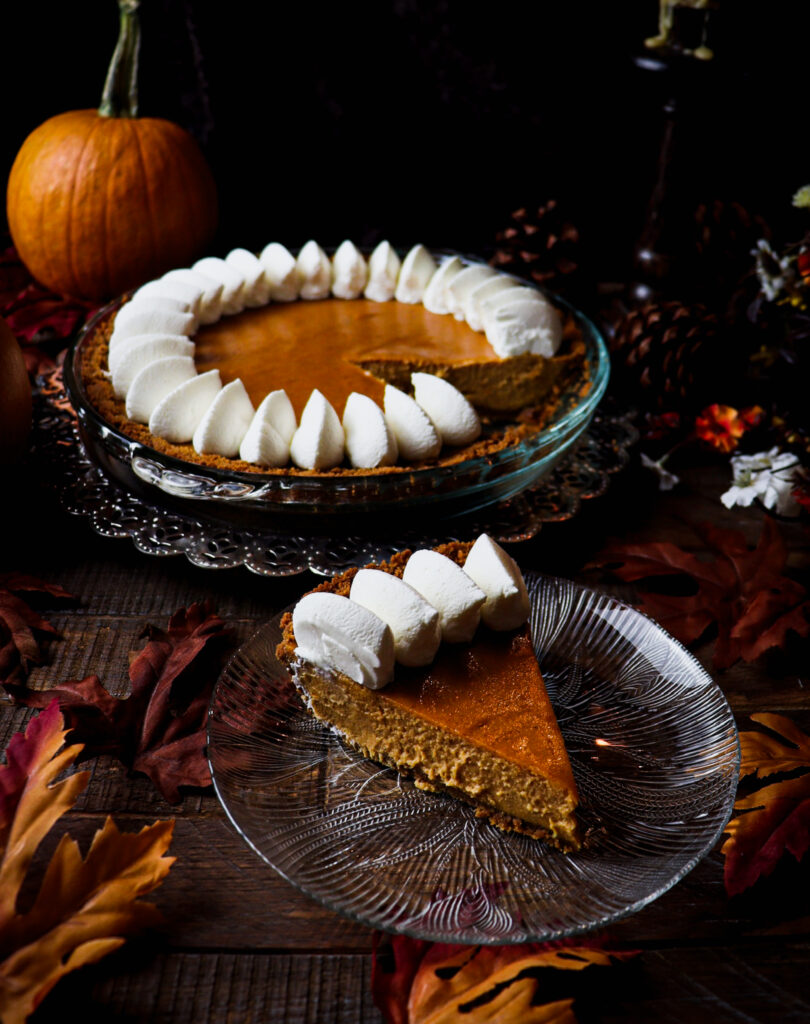 pumpkin pie with gingersnap crust for a sleepy hollow dinner party