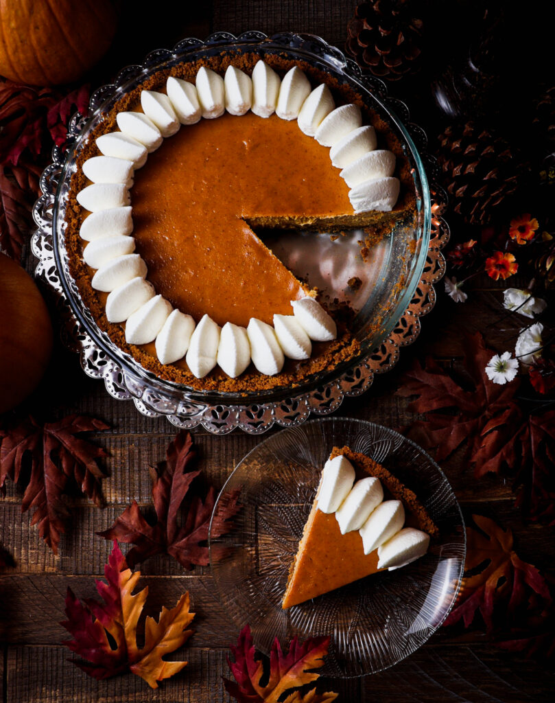 pumpkin pie with gingersnap crust for a sleepy hollow dinner party