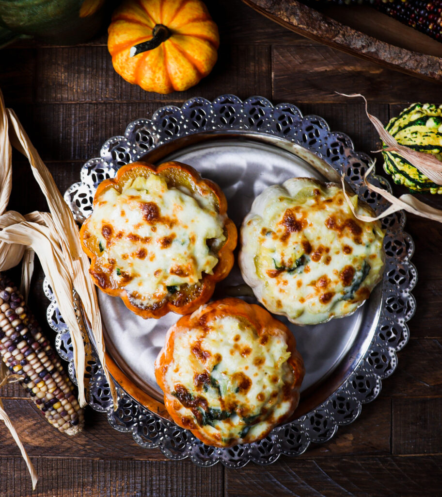 sleepy hollow menu
cheesy orzo and kale stuffed pumpkins
