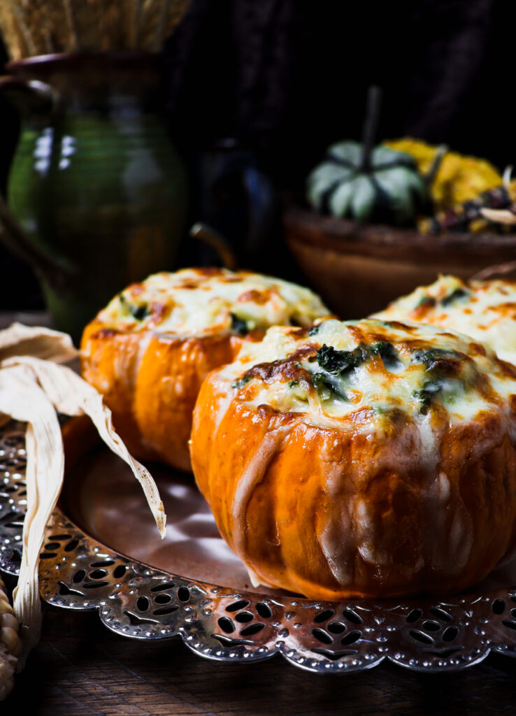 cheesy orzo stuffed pumpkins