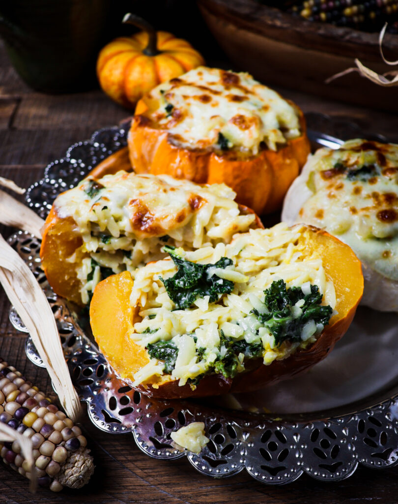 cheesy orzo and kale stuffed pumpkins
sleepy hollow menu