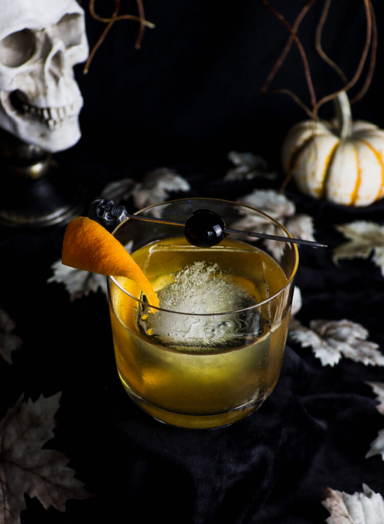 burnt honey old fashioned from a sleepy hollow menu
